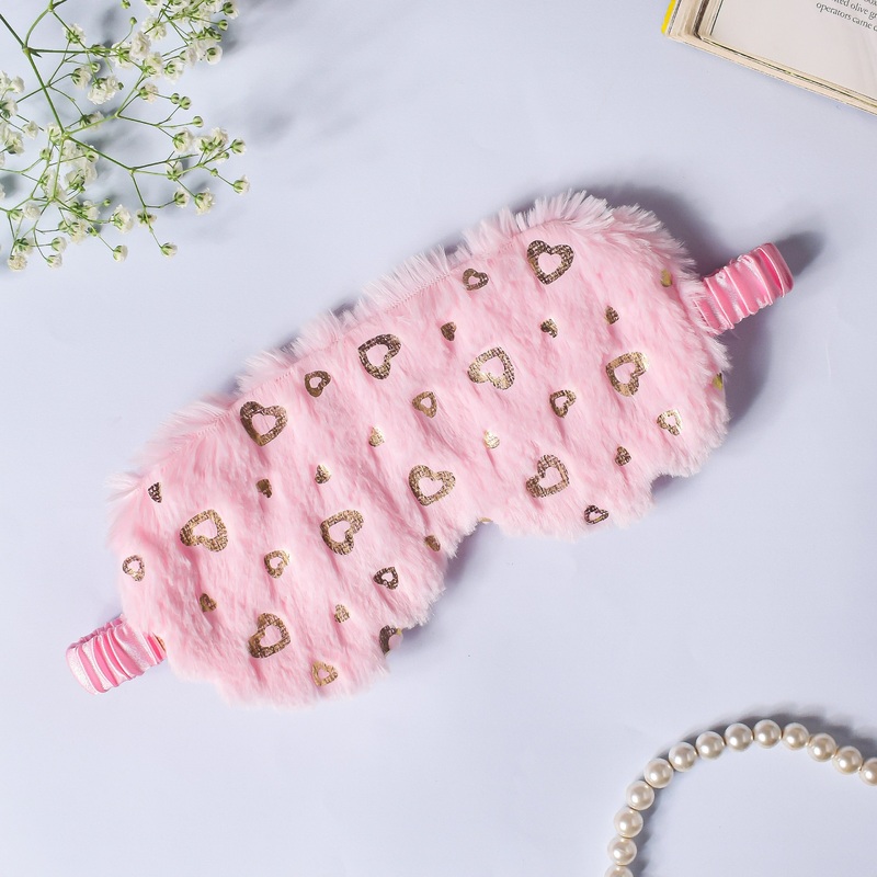 Little Hearts Plush Pink Travel Eye Mask