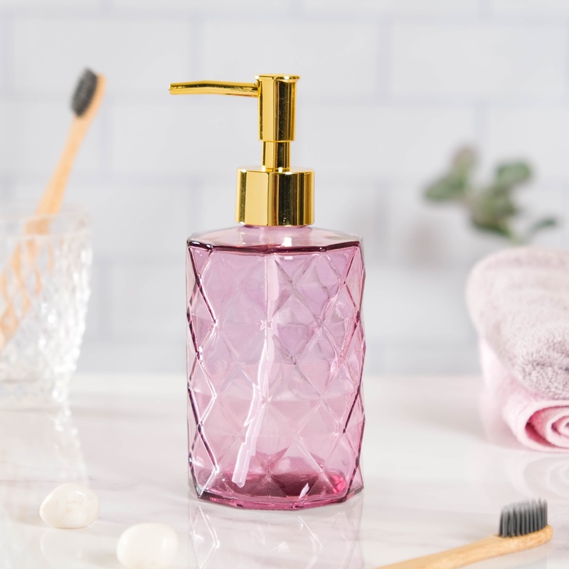 Majestic Purple Textured Glass Dispenser With Nozzle