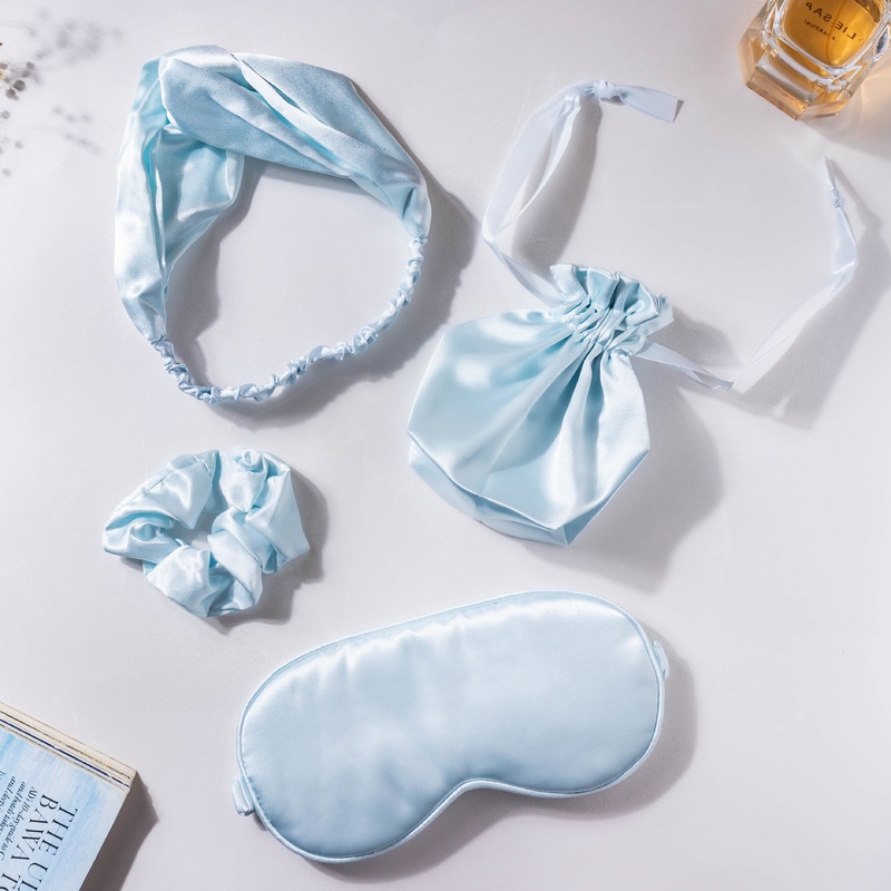 Mist Blue Satin Sleep Care Set of 4