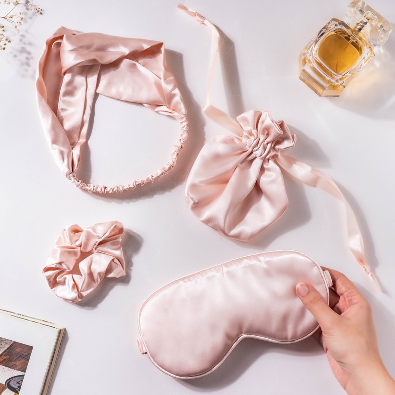 Precious Peach Satin Sleep Care Set of 4