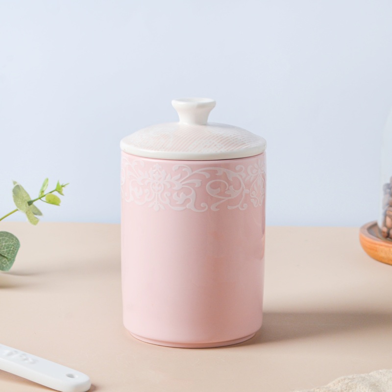 Riona Floral Ceramic Canister Pink