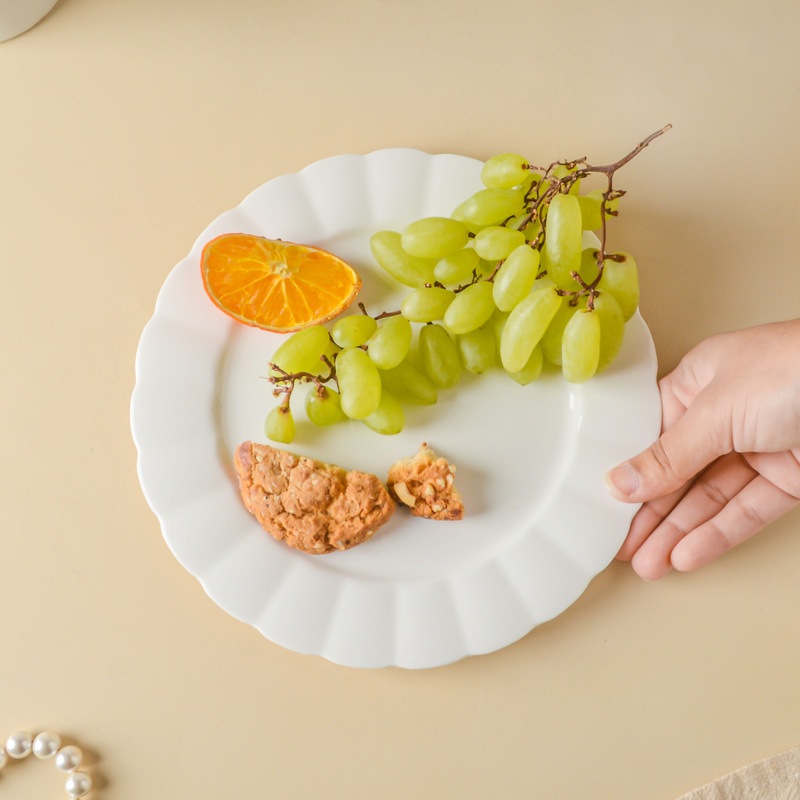 Riona Flower Ceramic Snack Plate 7 Inch White