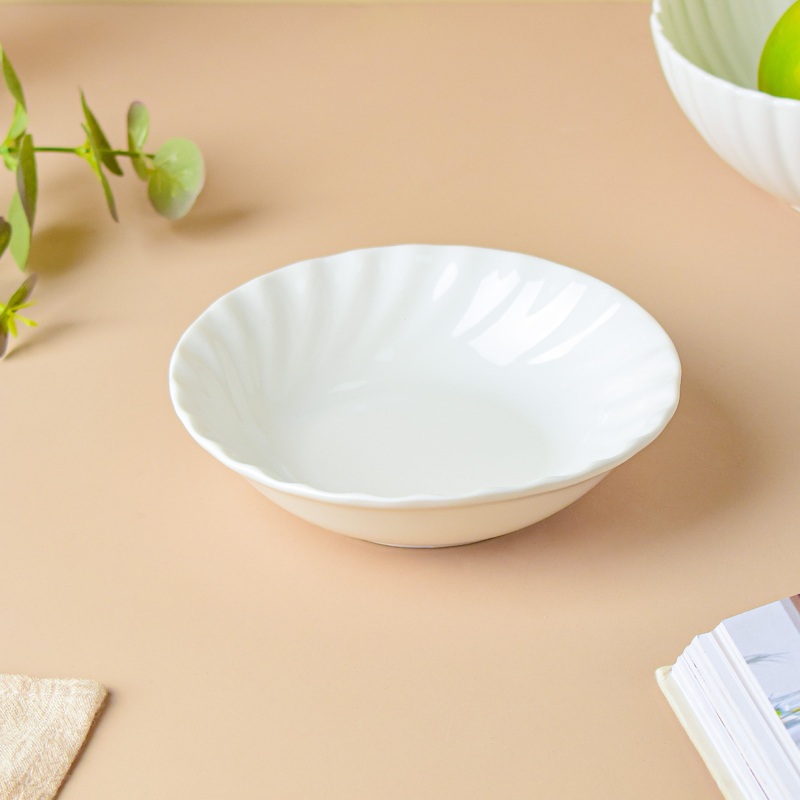 Riona Textured Ceramic Snack Bowl White 250 ml