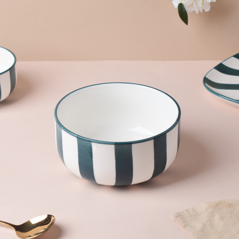 Sailor Striped Green Serving Bowl