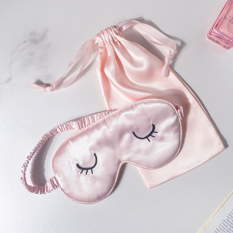Sleepy Eyes Satin Eye Mask With Pouch Pink