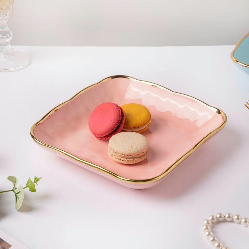 Think Pink Square Snack Plate 8 Inch