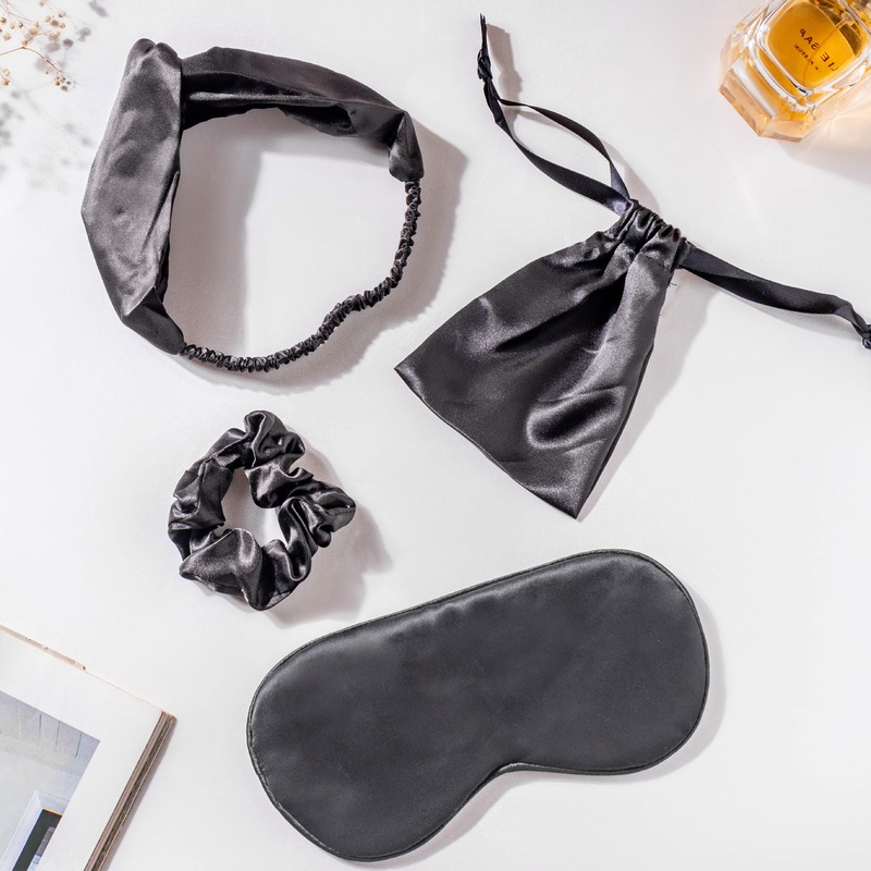 Twilight Black Satin Sleep Care Set of 4