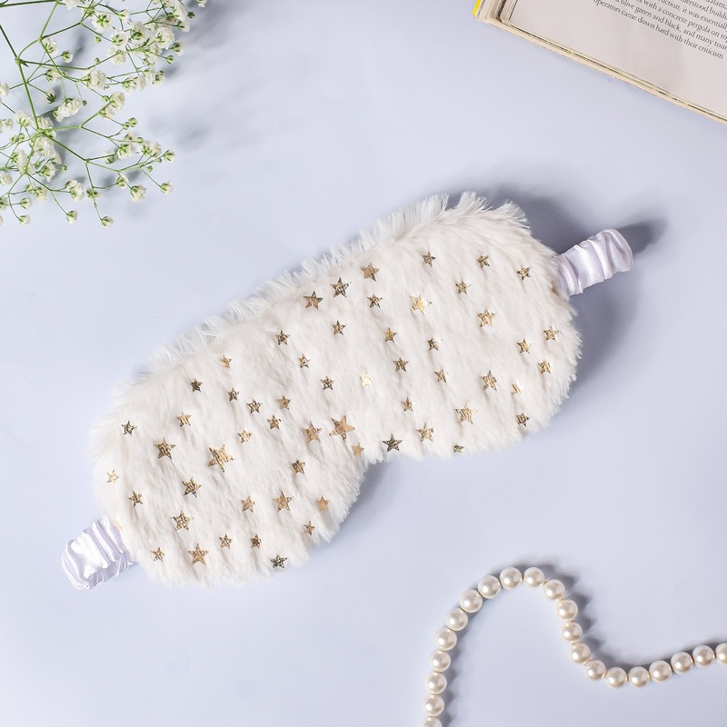 Twinkle Stars Plush White Travel Eye Mask