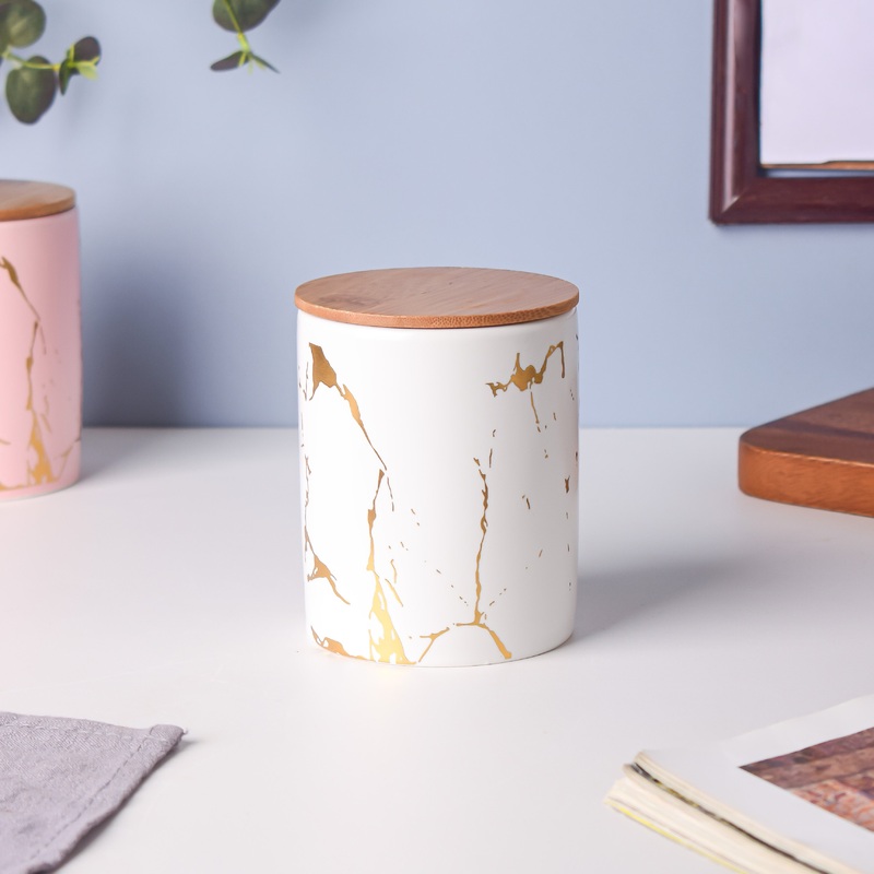 Auric Marble White Jar with Lid