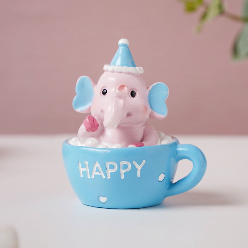 Baby Elephant Resin Showpiece Pink
