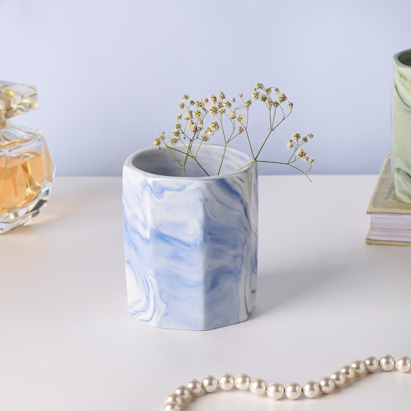 Hexad Marble Blue Ceramic Organiser