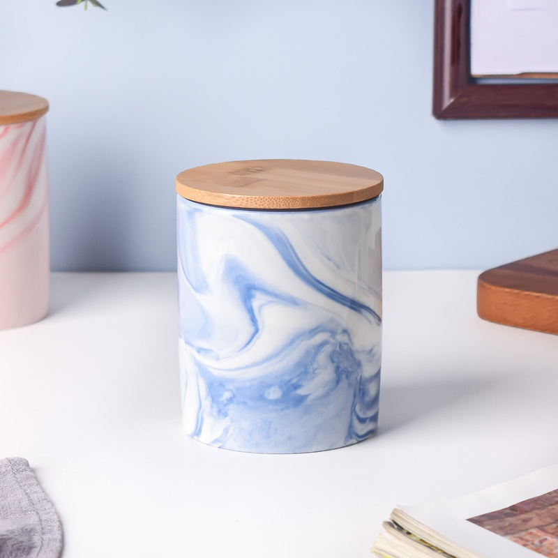 Marble Blue Jar with Lid