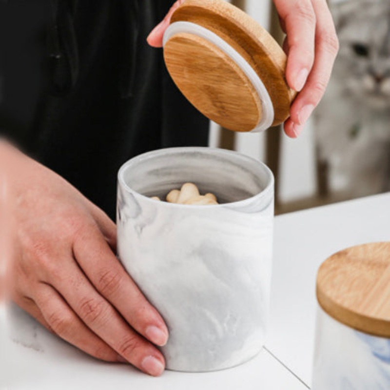 Marble Grey Jar with Lid