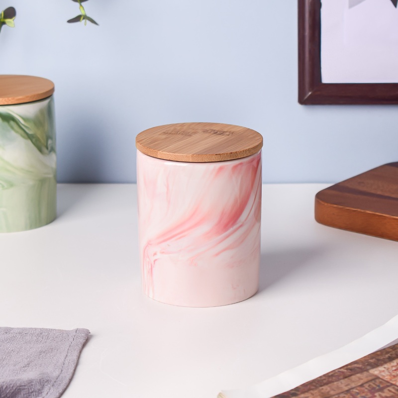 Marble Pink Jar with Lid