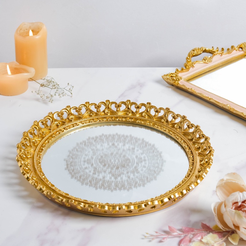 Minerva Art Deco Mirror Gold Tray