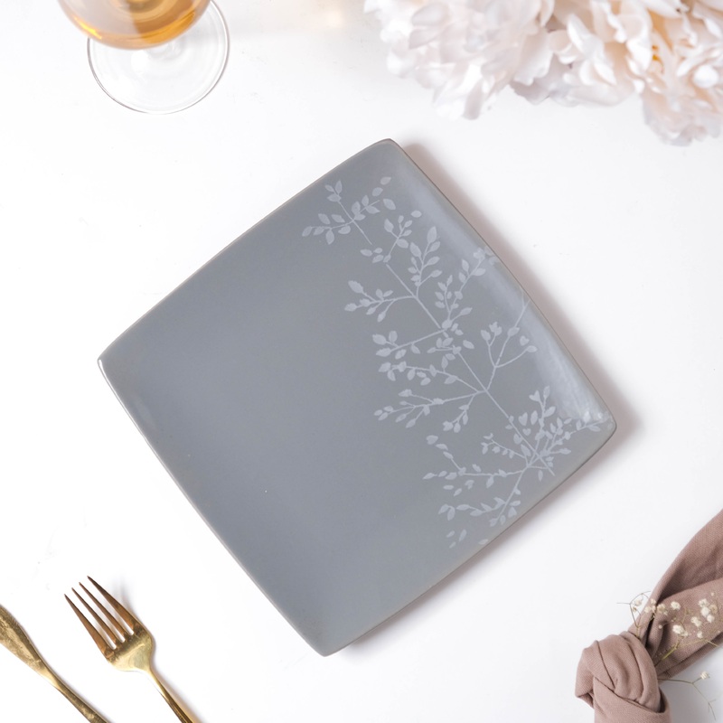 Pandora Sprig Square Plate Bluish Grey 8.5 Inch