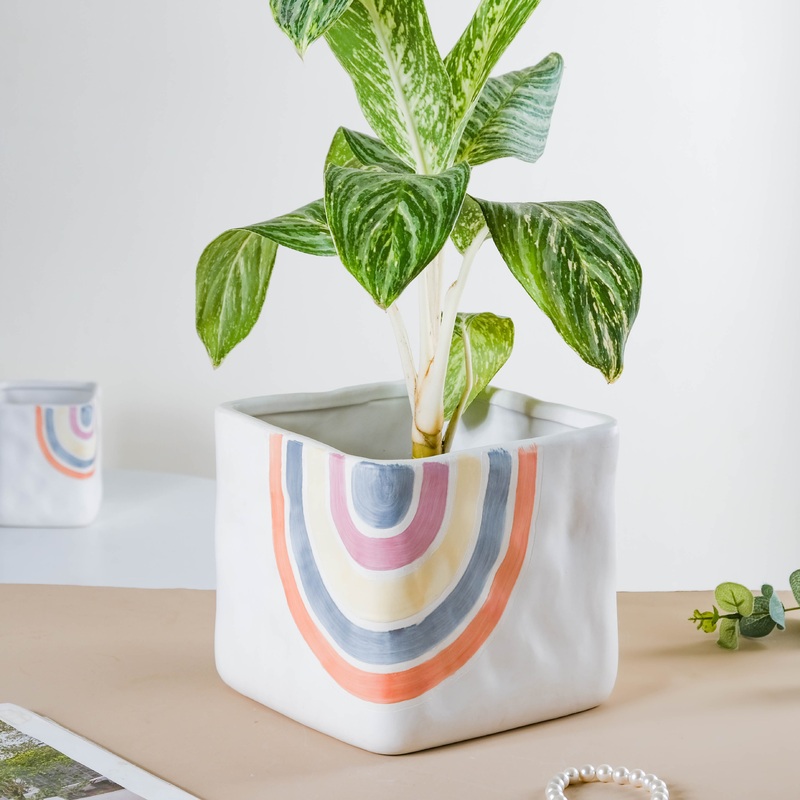 Rainbow Square Pot Large