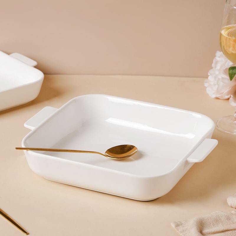 Serena Lily White Ceramic Baking Plate Large
