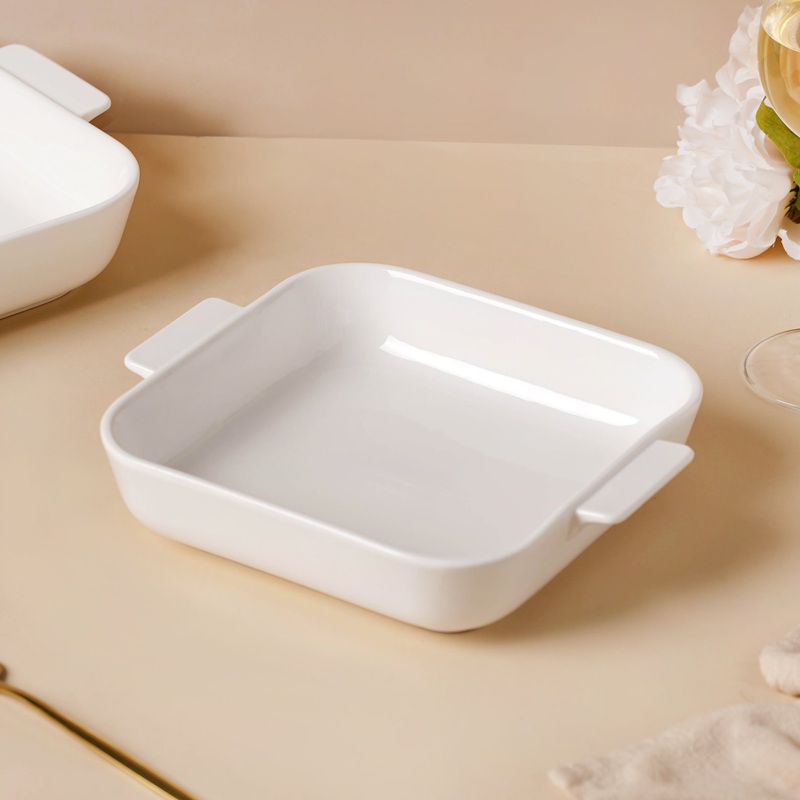 Serena Lily White Ceramic Baking Plate Small