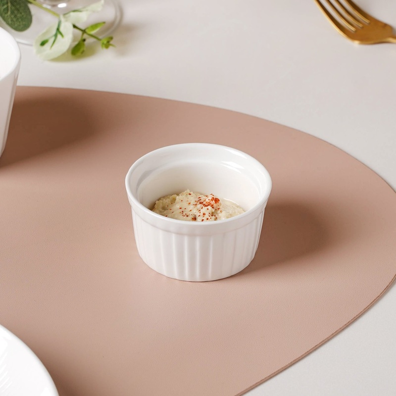 Serena Pearly White Ribbed Ceramic Dip Bowl 80 ml