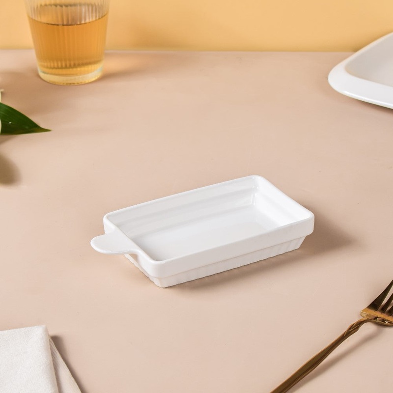 Serena Snowy White Long Platter With Handle