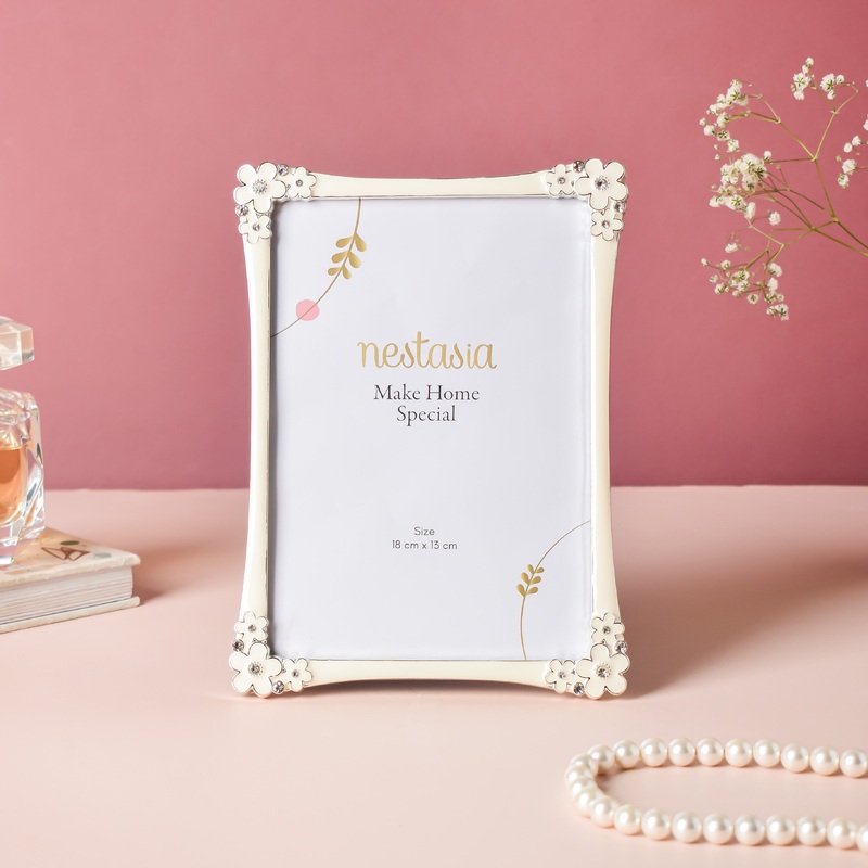 Serene White Floral Frame 8 Inch