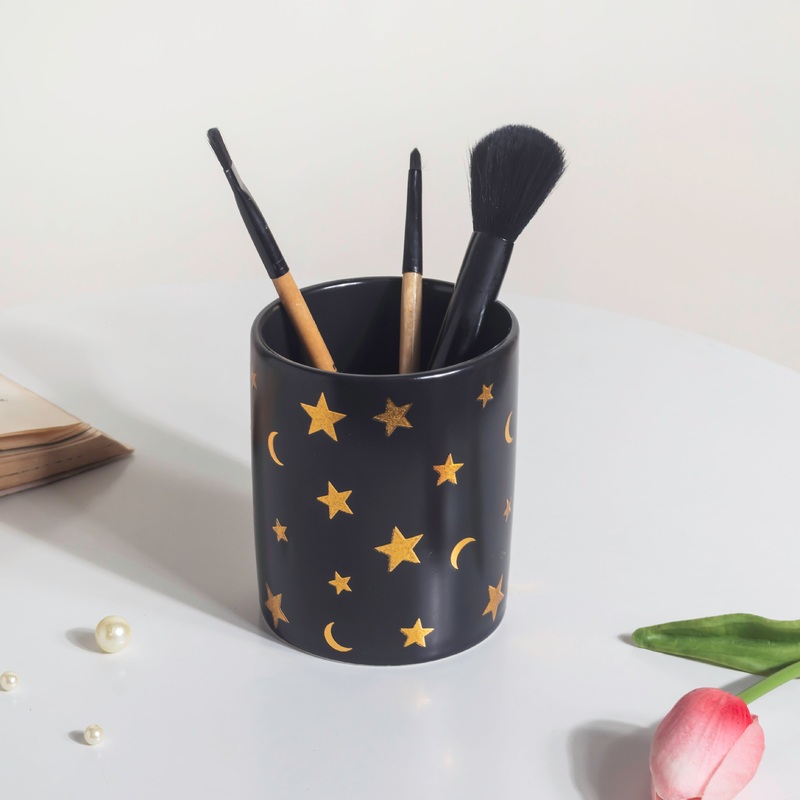 Stars and Moons Black Ceramic Organiser