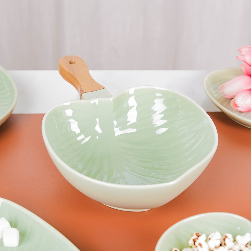 Taro Leaf Bowl With Handle Serving Bowl 8.5 Inch