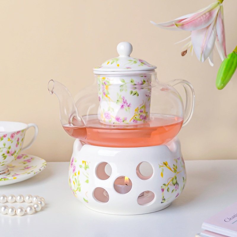 Viola Cosmos Glass Teapot With Warmer Base 700 ml