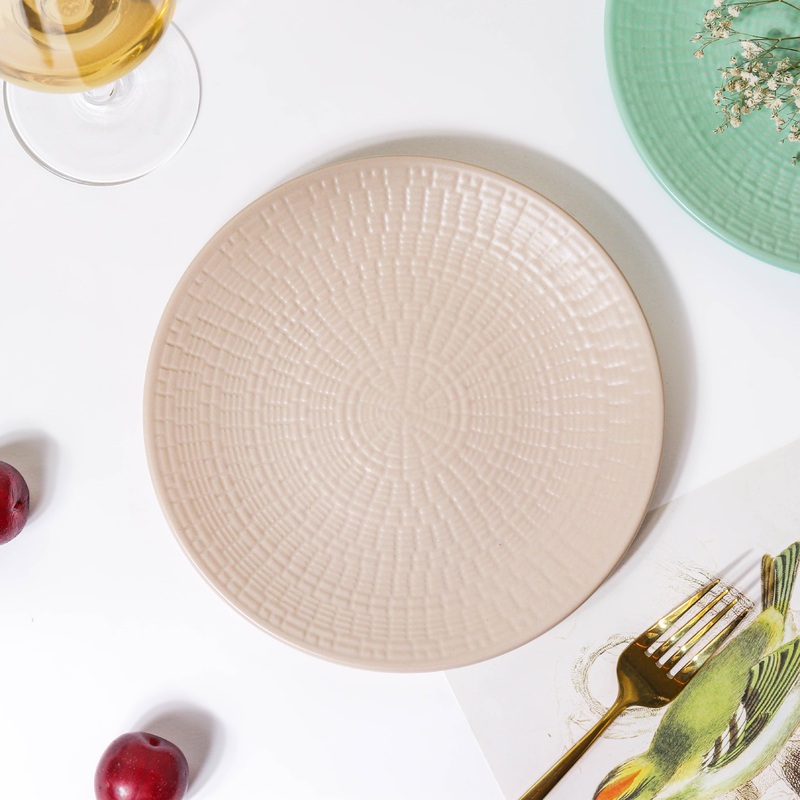 Aamirah Beige Patterned Snack Plate 8 Inch