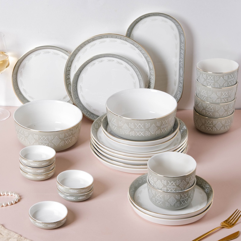 Azo Grey 27 Piece Dinnerware For 6