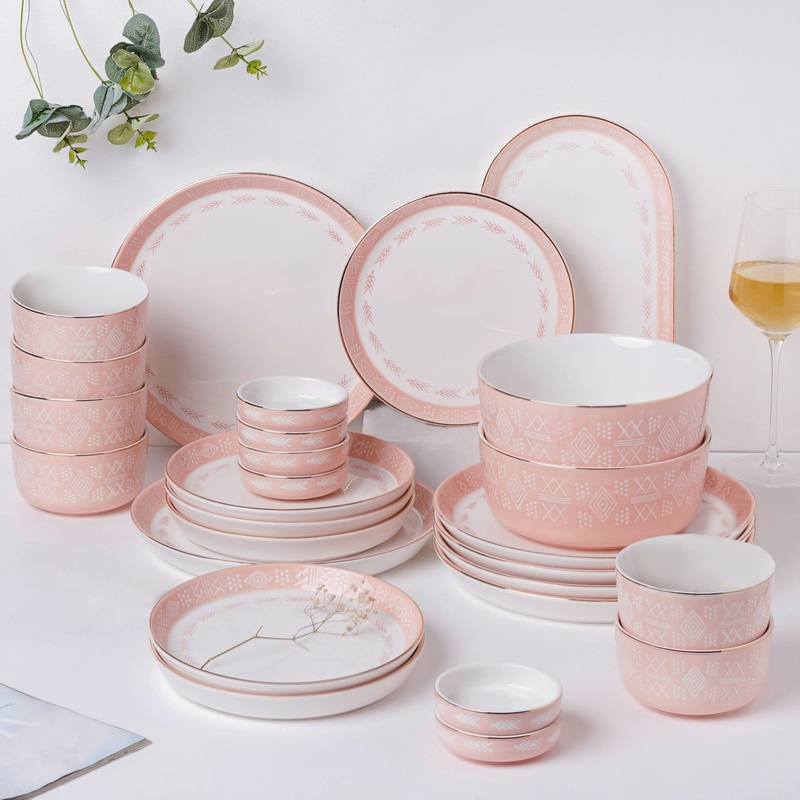 Azo Pink 27 Piece Dinner Set For 6