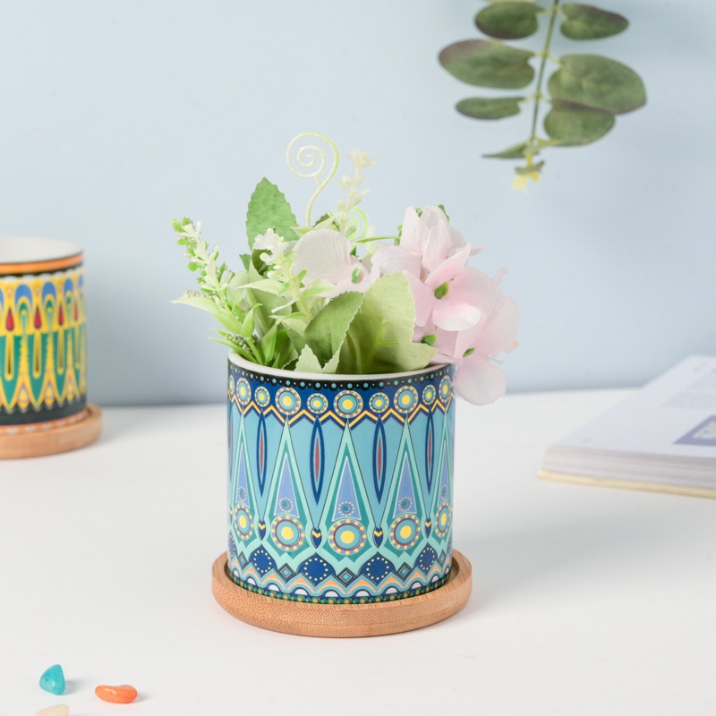 Beaming Blue Planter With Coaster