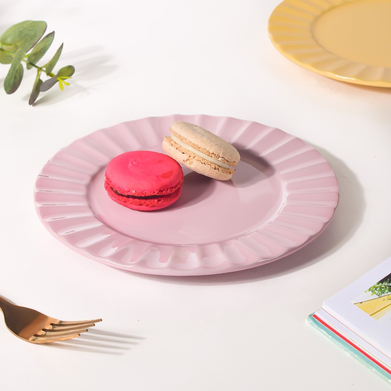 Claramay Pink Pastel Ceramic Snack Plate 8 Inch
