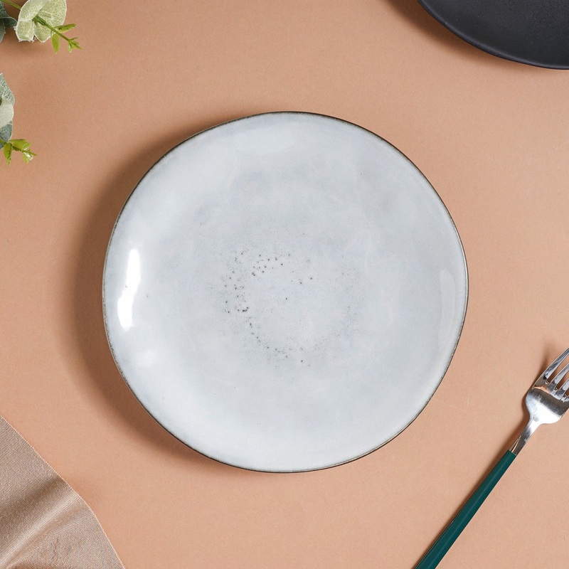 Criselda Grey Gloss Snack Plate 8 Inch