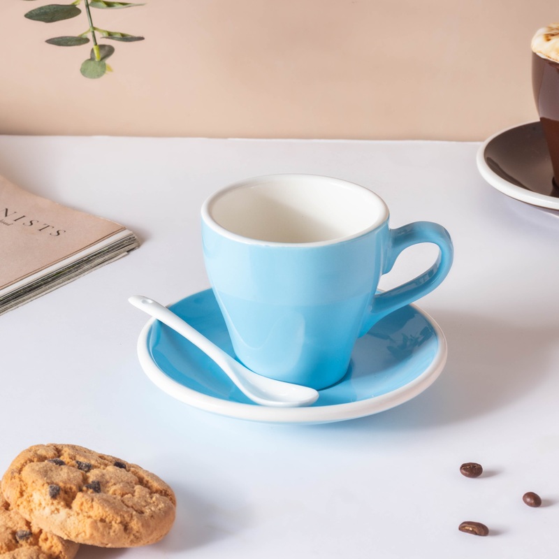 Glazed Ceramic Blue Cup Set 150 ml