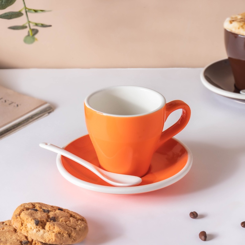 Glazed Ceramic Orange Cup Set 150 ml