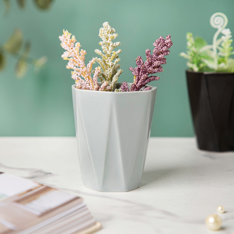 Nordic Grey Textured Ceramic Planter