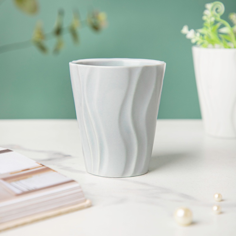 Nordic Grey Wavy Ceramic Planter