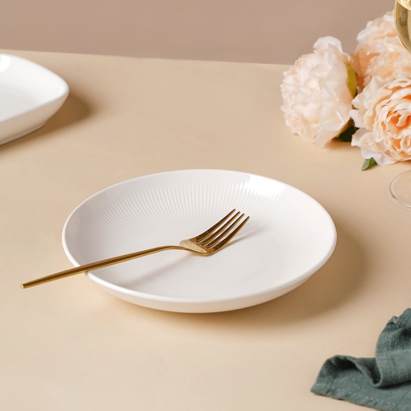 Serena Pearly White Snack Plate 8 Inch