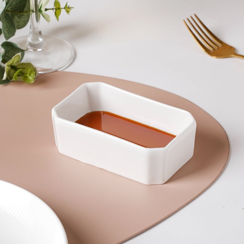 Serena Snowy White Rectangle Dip Bowl