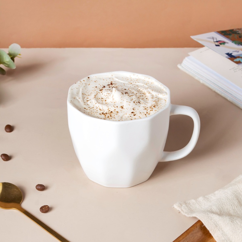 Serena White Embossed Cup