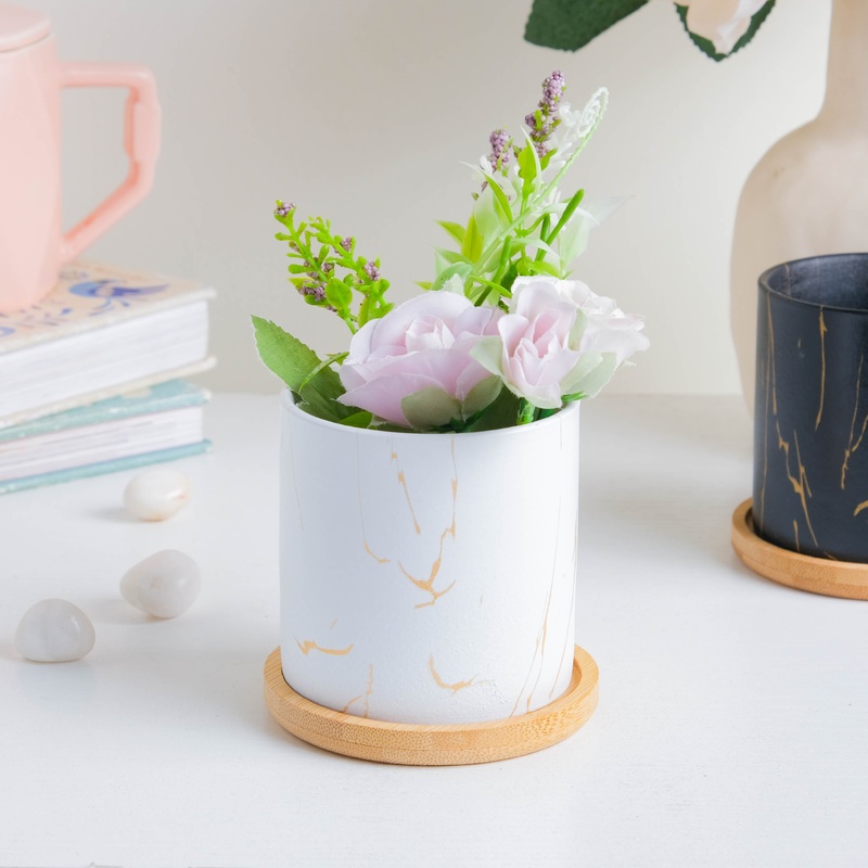 Serene White Planter With Coaster