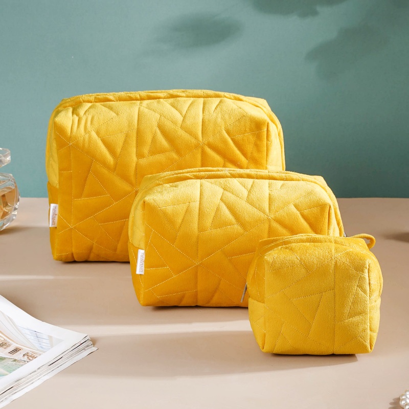 Sunshine Yellow Cosmetic Bag Set Of 3