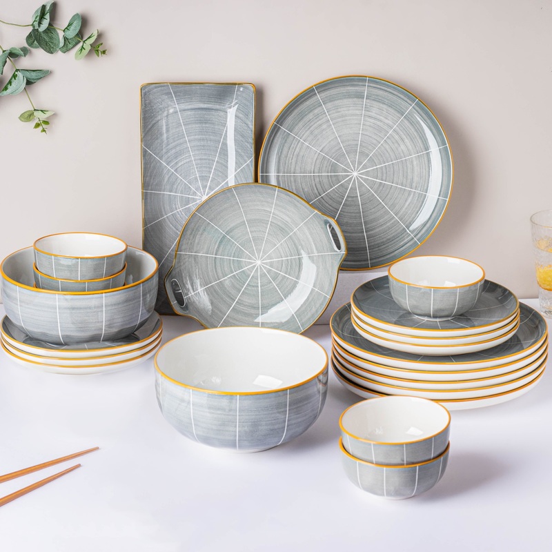 Willow Dark Grey 22 Piece Dinner Set For 6