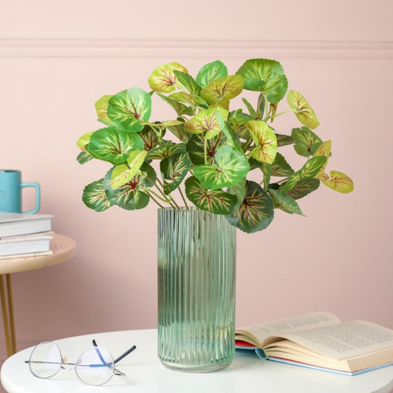 Artificial Red Heart Begonia Leaves Set Of 2