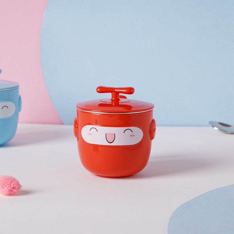 Cartoon Double Wall Stainless Steel Baby Bowl Red 200 ml
