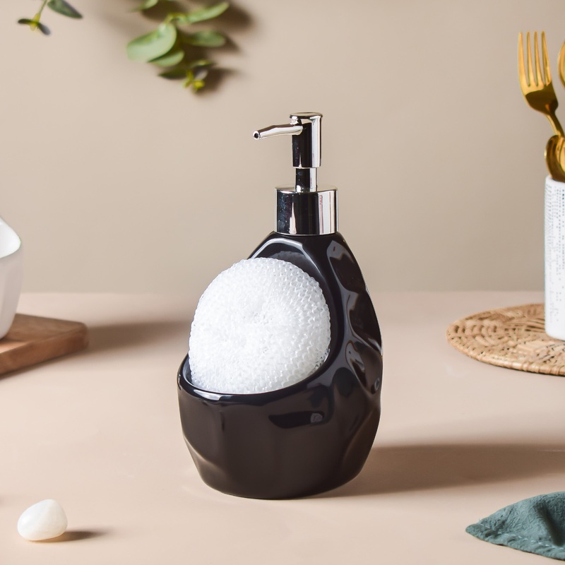 Celestria Black Texture Dispenser With Scrubber 450ml
