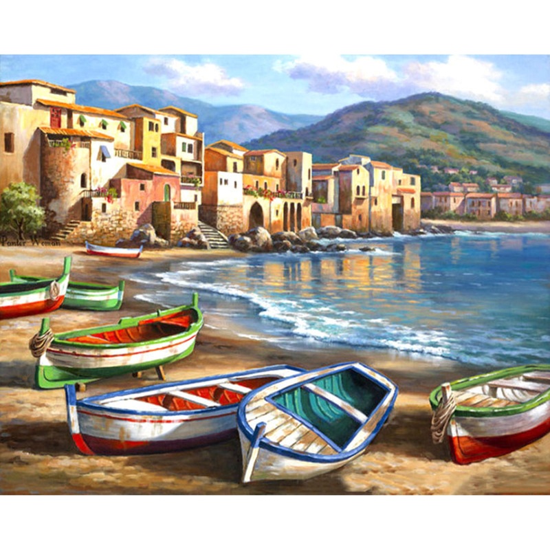 Coastal Cityscape DIY Paint By Numbers Kit