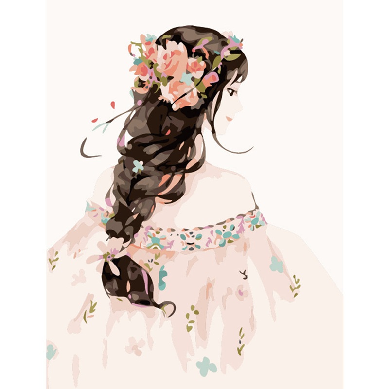 Floral Braided Girl DIY Painting By Numbers Kit